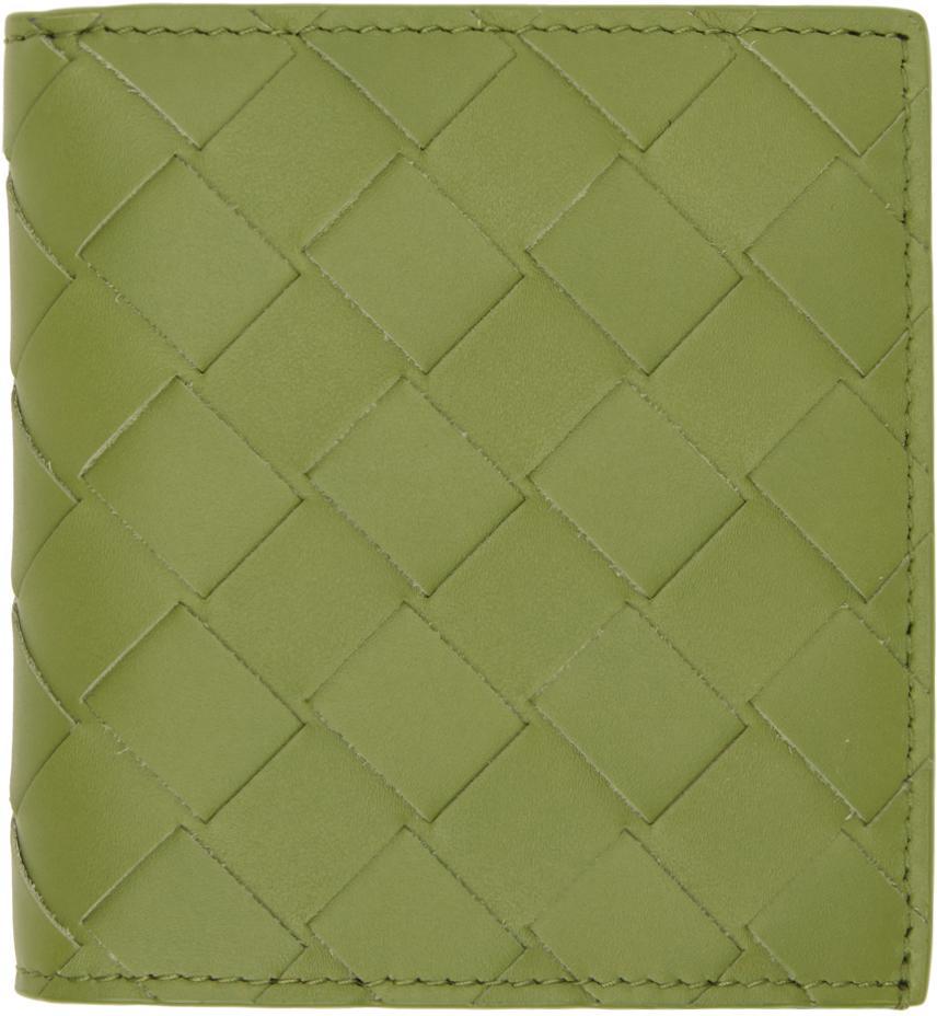 BOTTEGA VENETA Green Intrecciato Slim Bi-fold Wallet In 2442 Teal Leaf Product Image