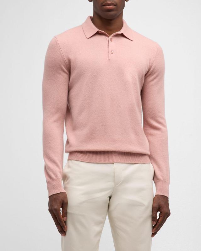 Mens Solid Cashmere Polo Sweater Product Image