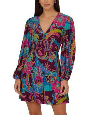 Adrianna Papell Printed Flounce Short Dress Multi) Women's Dress Product Image