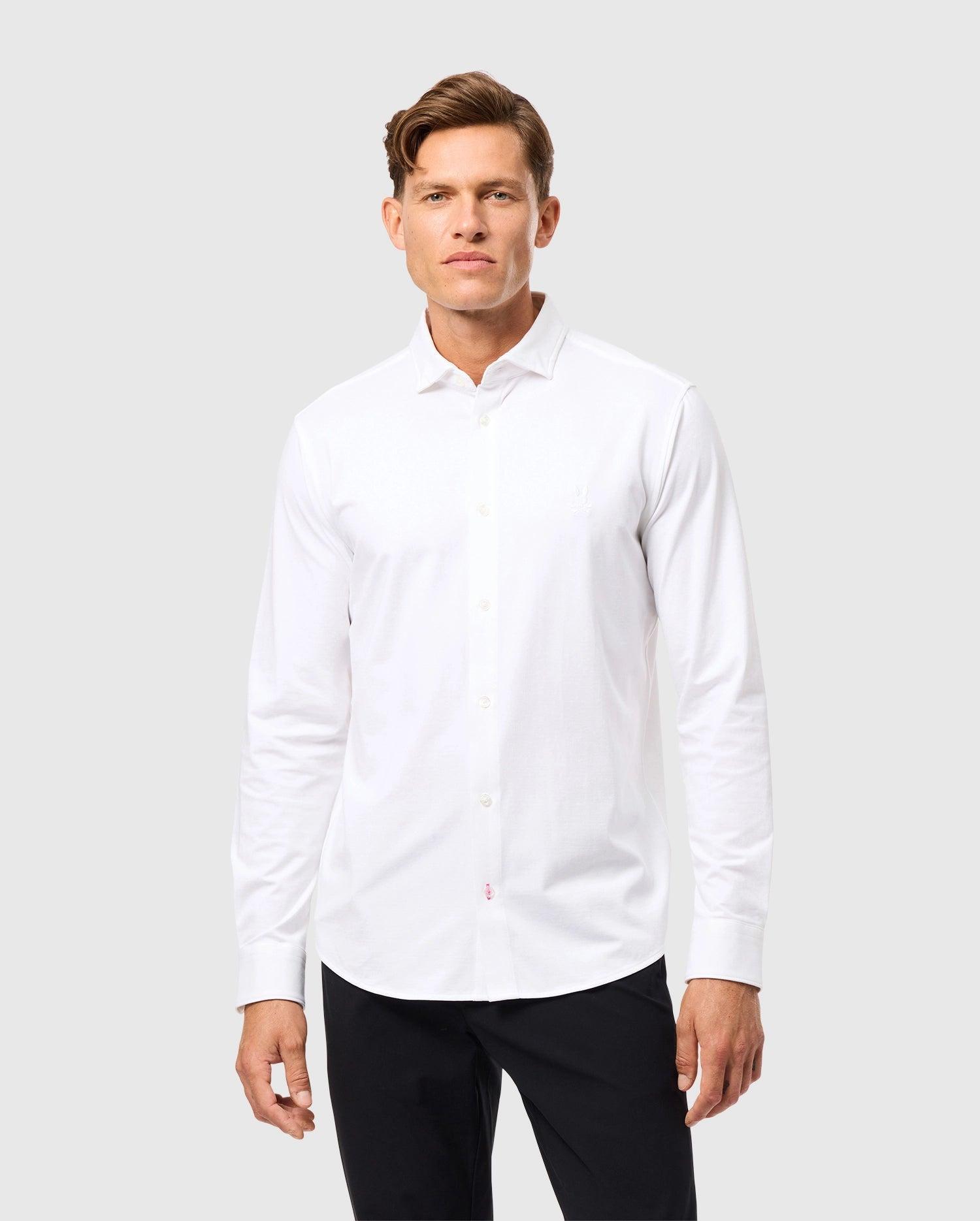 Psycho Bunny Men's Arthur Jersey Shirt 100 WHITE Product Image