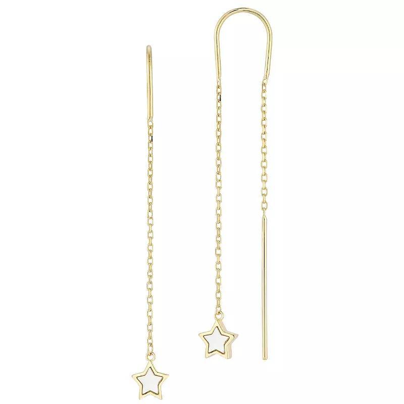 LUMINOR GOLD 14k Gold Mother of Pearl Star Threader Earrings, Womens Product Image