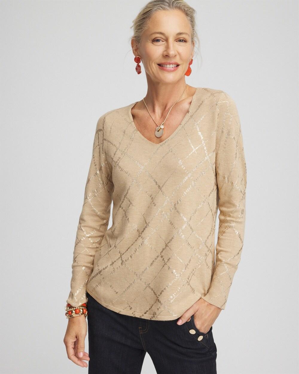 Studded V-Neck Sweater Product Image