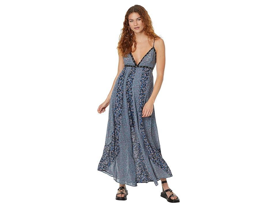 Womens Forever Time Paneled Floral Maxi Dress Product Image