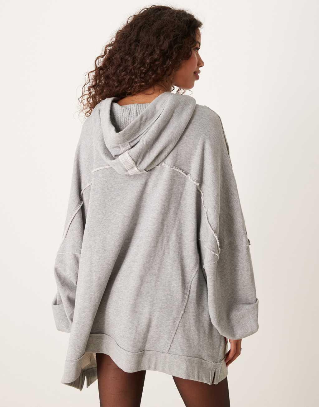 Free People oversized longline hoodie in gray heather Product Image