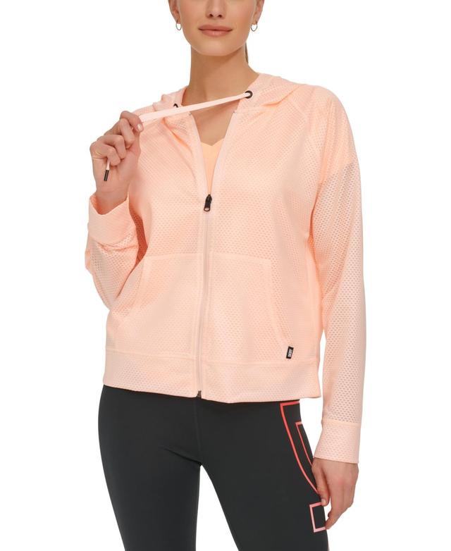 Dkny Sport Womens Honeycomb Mesh Full-Zip Hoodie Product Image