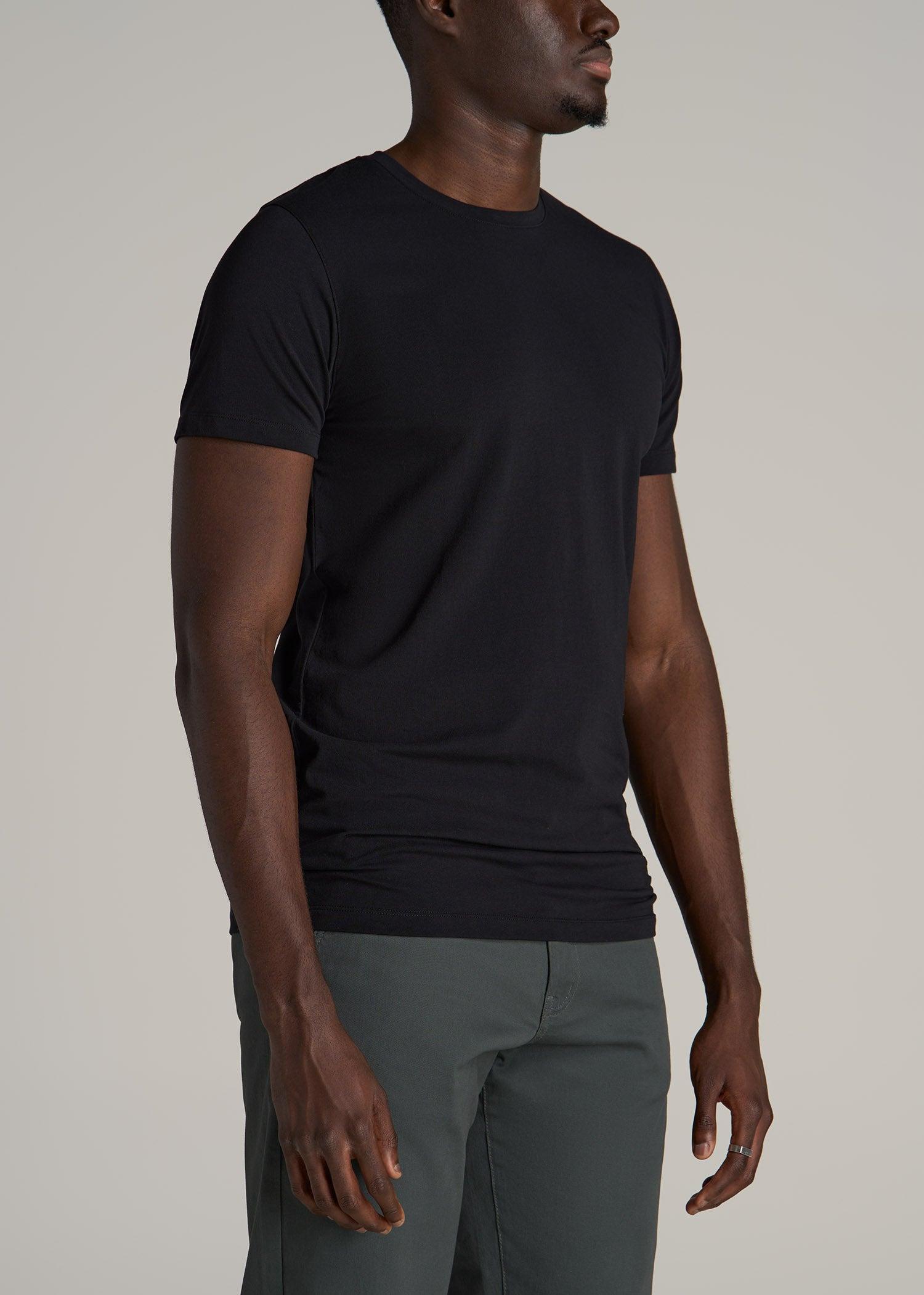 Stretch Cotton MODERN-FIT T-Shirt for Tall Men in Black Product Image