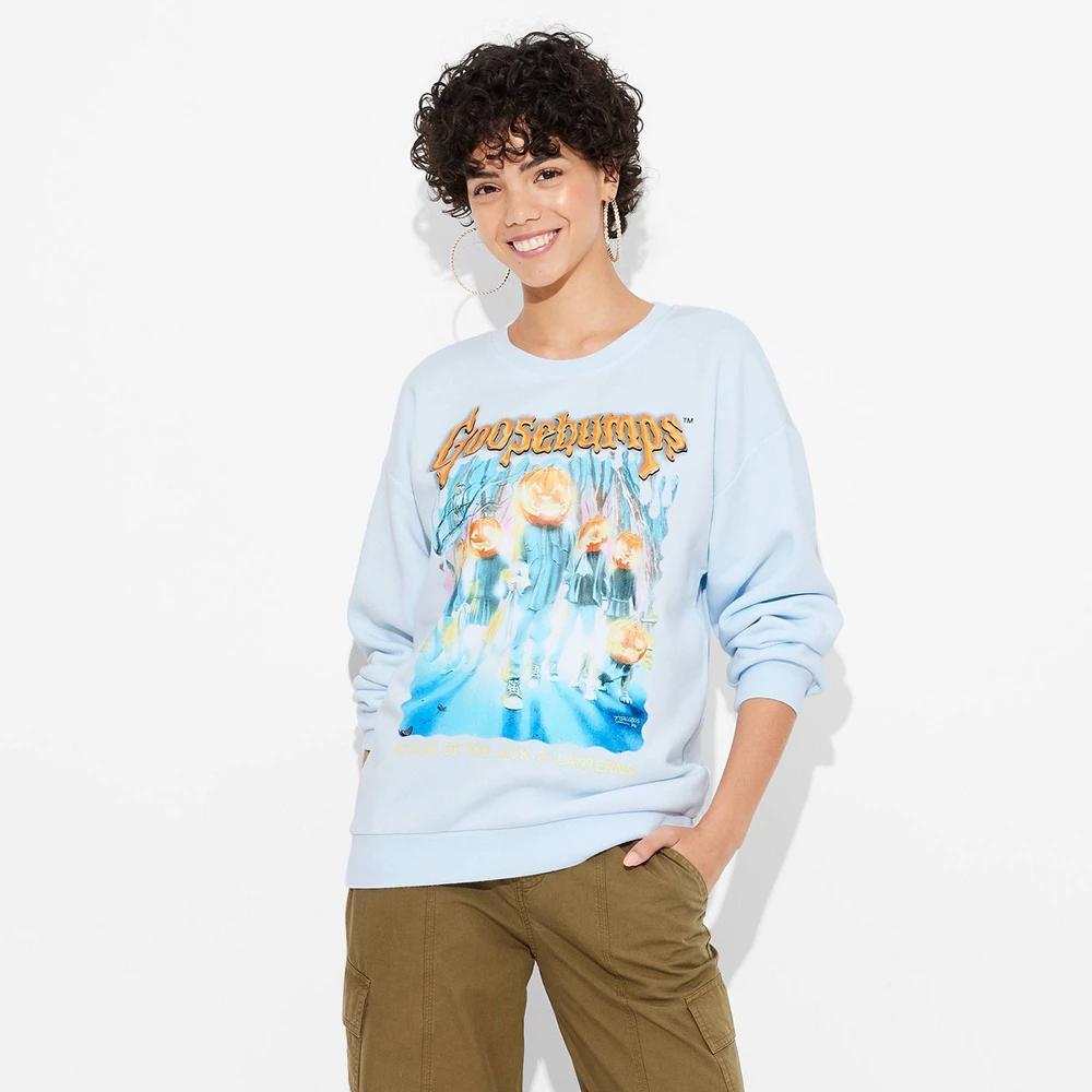 Womens Goosebumps Jack-O-Lantern Graphic Sweatshirt - Blue Product Image