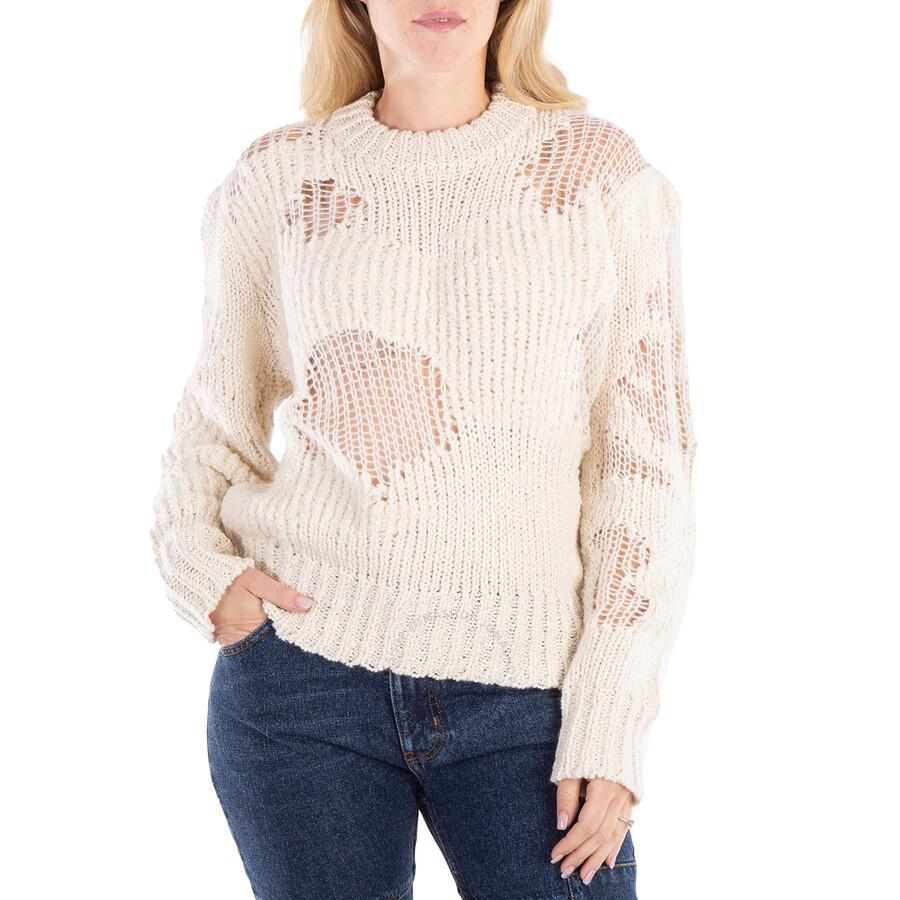 Chloe Ladies Iconic Milk Distressed Sweater In Neutral Product Image