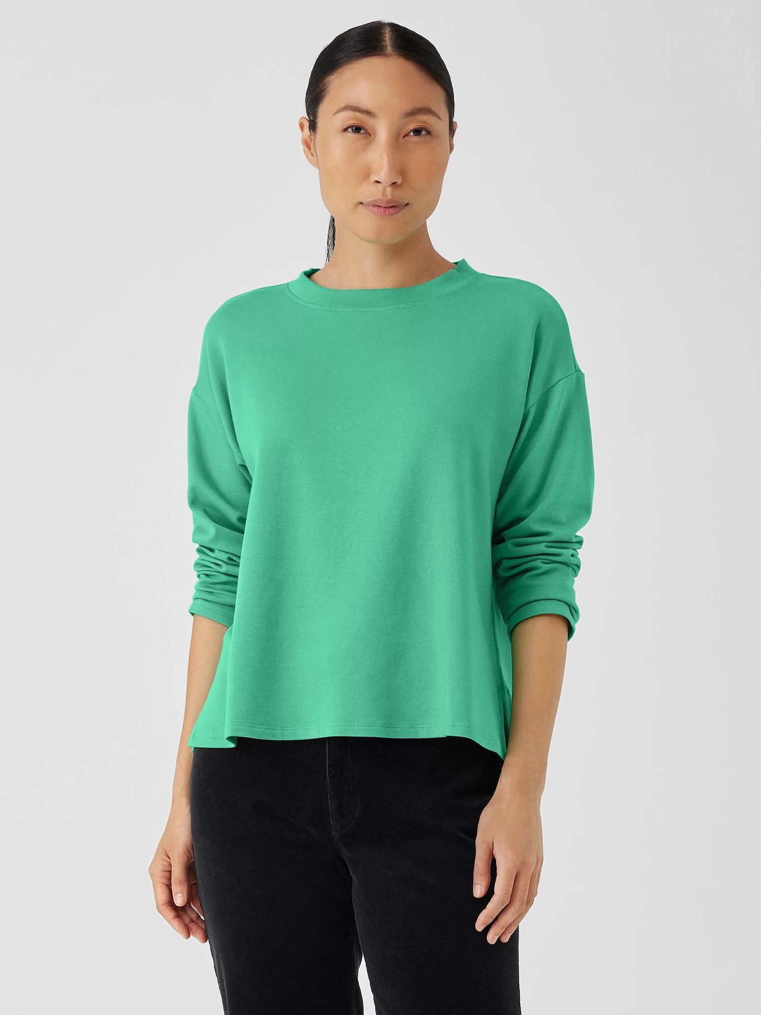 EILEEN FISHER Cozy Brushed Terry Hug Crew Neck Topfemale Product Image