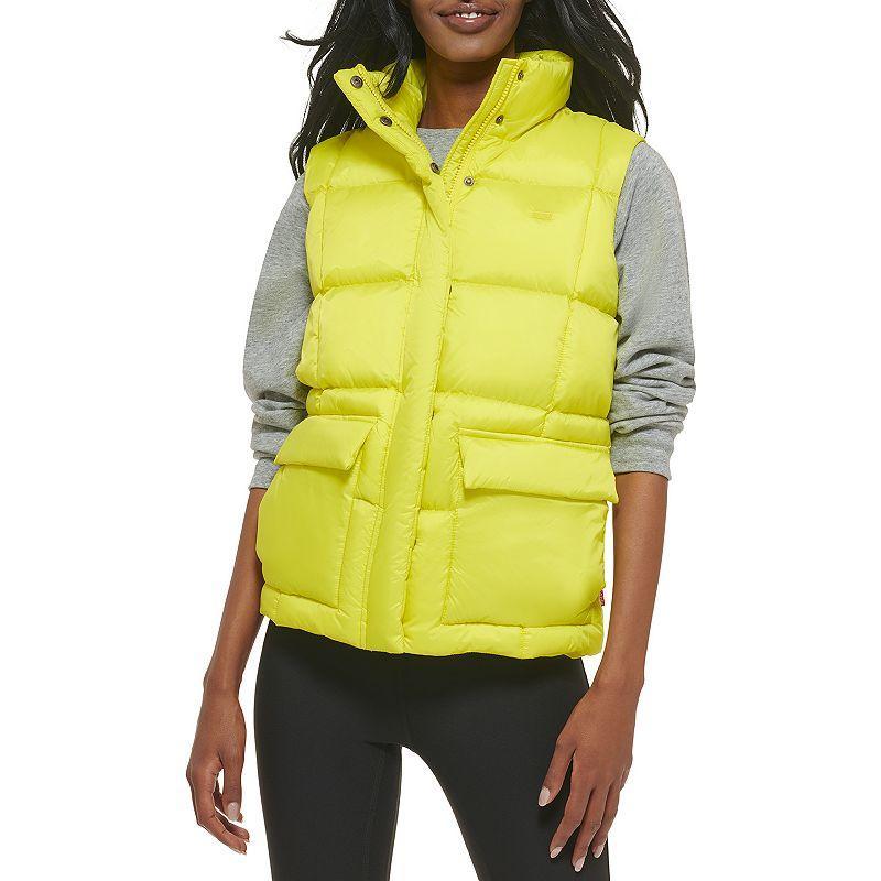 Womens Levis Box Quilted Puffer Vest Yellow Product Image