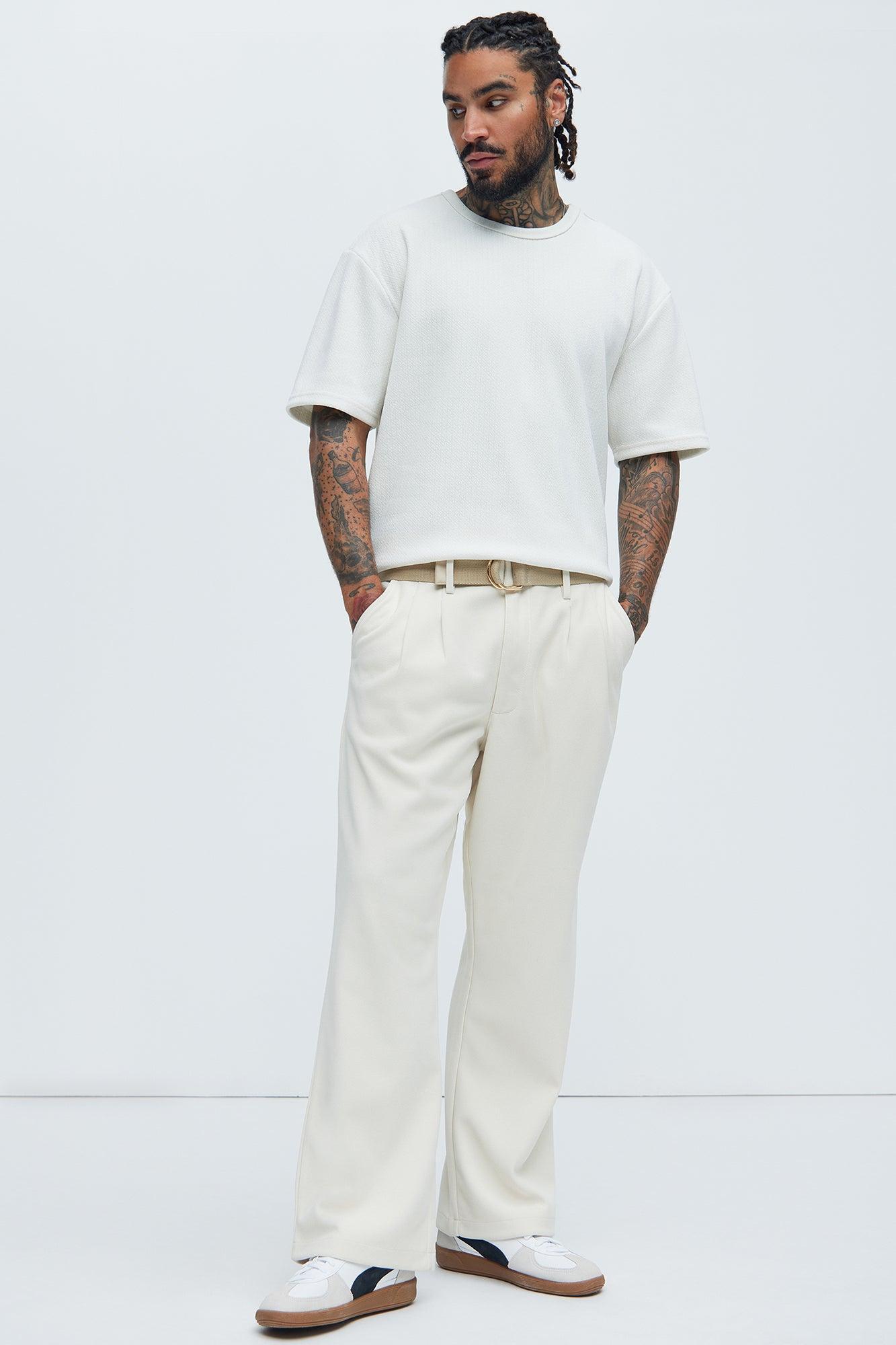 Dudley Textured Relaxed Short Sleeve Tee - Off White Product Image