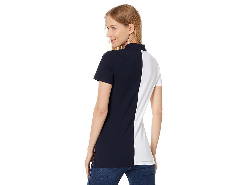 Tommy Hilfiger Womens Colorblock Zip-Front Polo Shirt - Sca Product Image