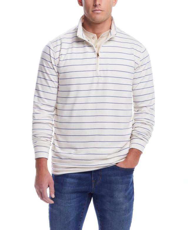 Weatherproof Vintage Mens Striped Long Sleeve Quarter Zip Pullover T-shirt Product Image