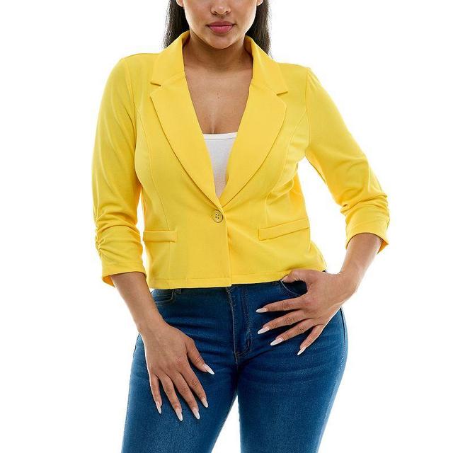 Womens Nina Leonard Button Cropped Blazer Product Image