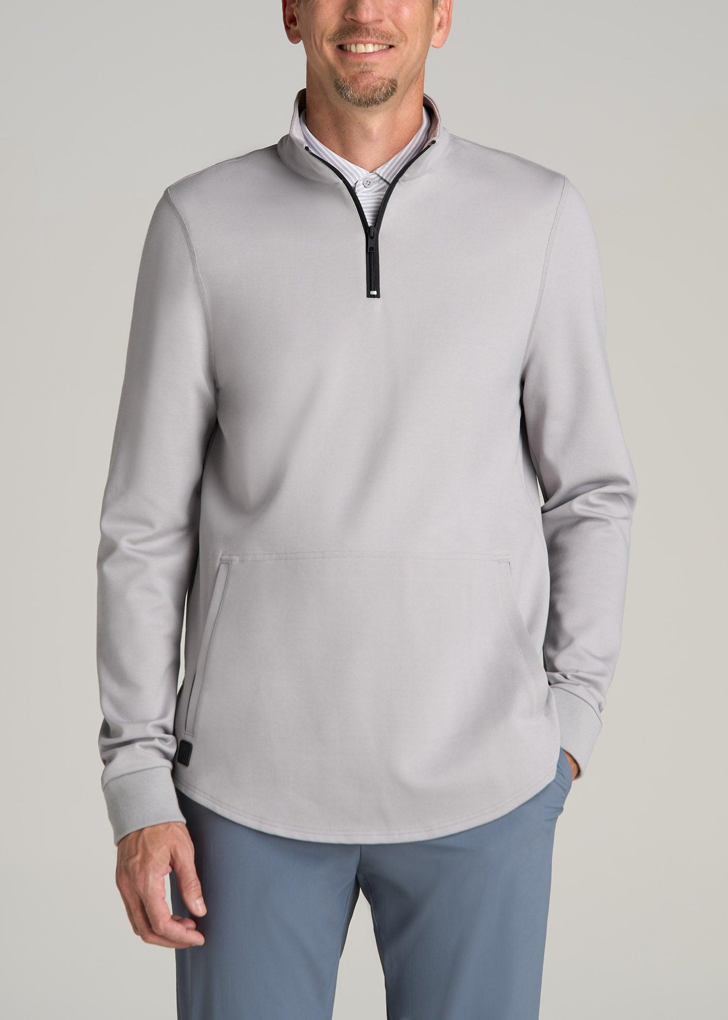 Fairway Popover Tall Men's Sweatshirt in Light Grey Product Image