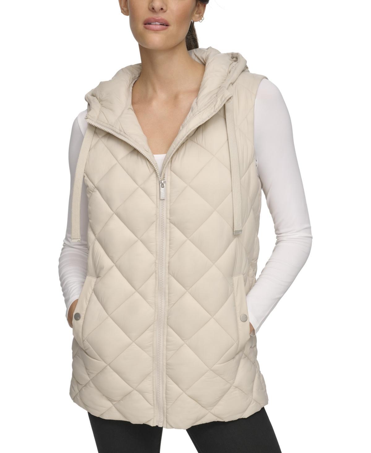 Andrew Marc Womens Cire Hooded Quilted Vest - Twine Product Image