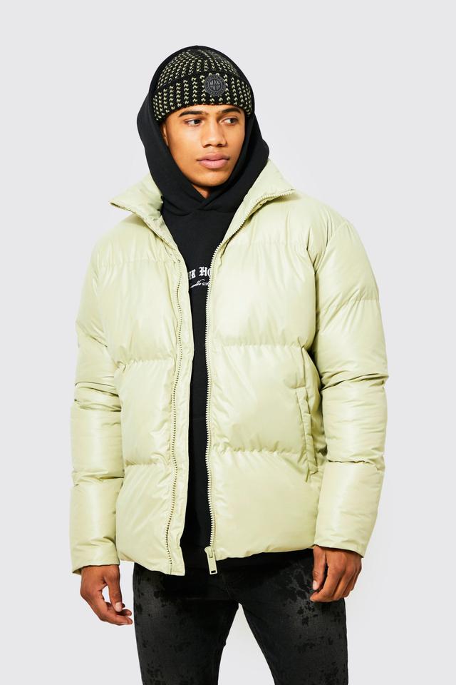 Oversized Funnel Neck Mid Puffer | boohooMAN USA Product Image