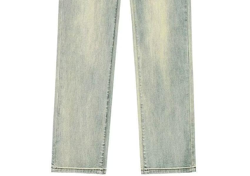 High Rise Washed Straight Leg Jeans Product Image