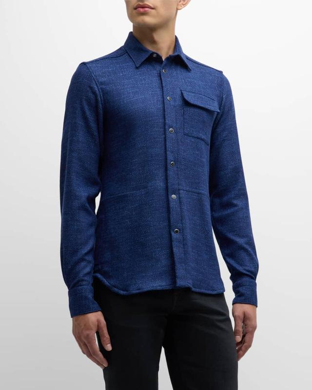 Mens Heathered Twill Casual Button-Down Shirt Product Image