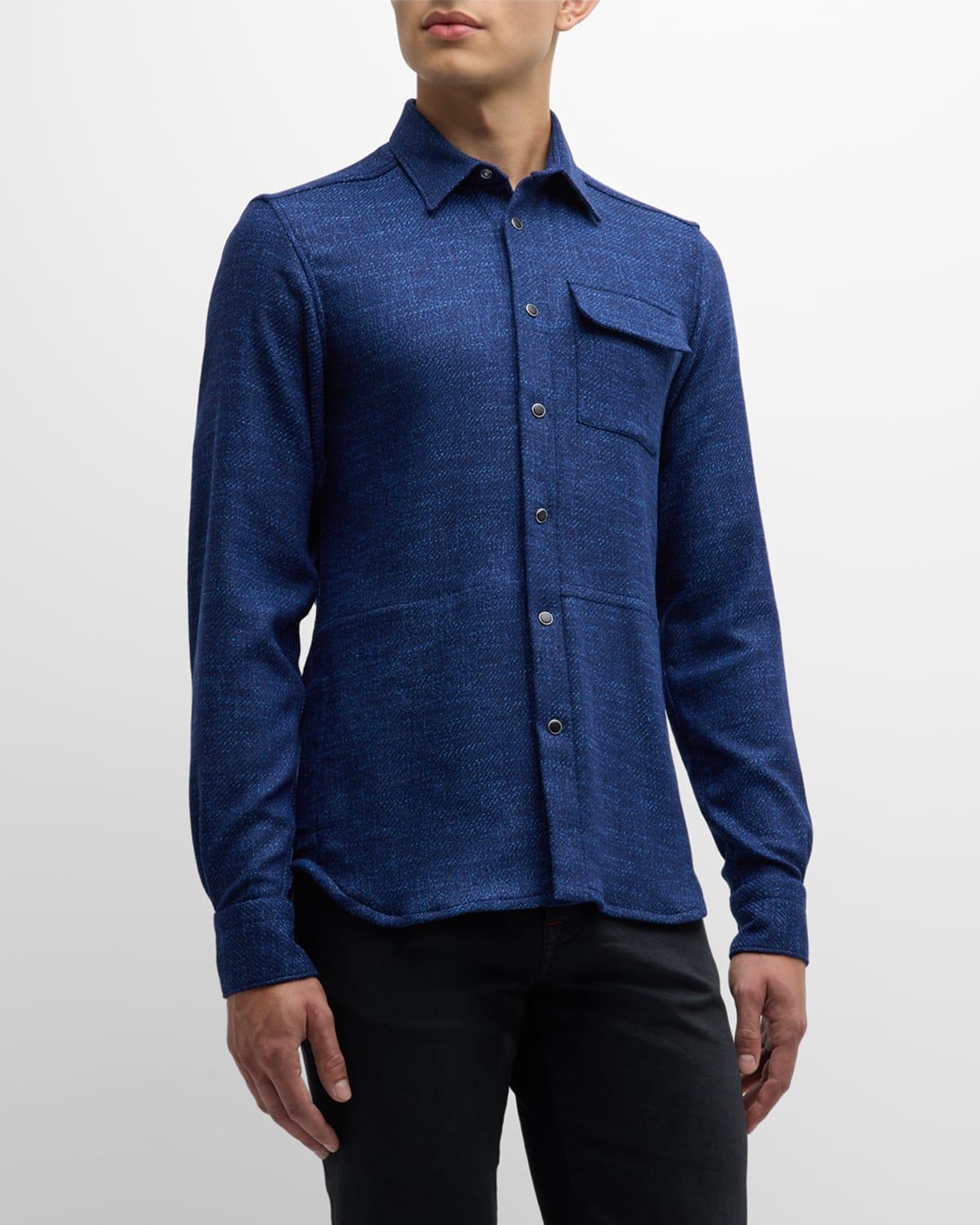 Mens Heathered Twill Casual Button-Down Shirt Product Image