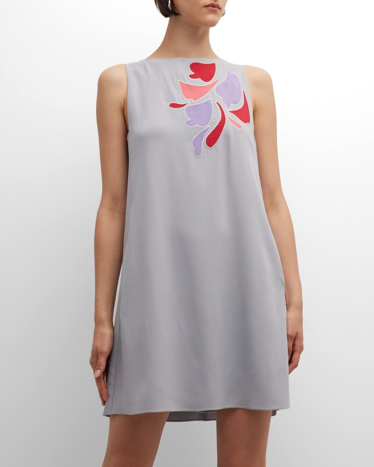 Sleeveless Floral Applique Mini Dress Product Image