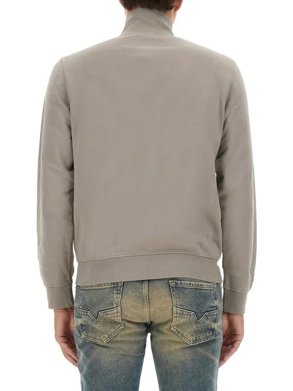 Zip-up Sweatshirt With Metallic Logo In Grey Product Image