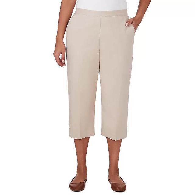 Womens Alfred Dunner Pull On Button Hem Twill Capri Pants Product Image