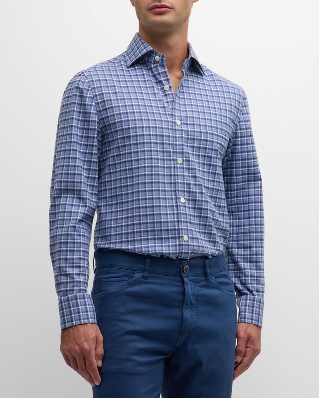 Mens Cotton Check Sport Shirt Product Image