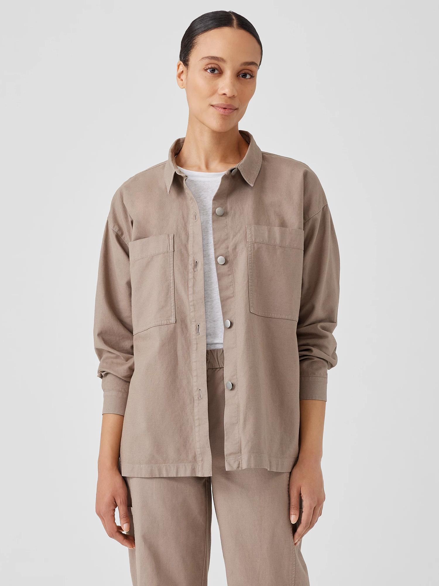 Cotton Hemp Stretch Shirt Jacket Product Image