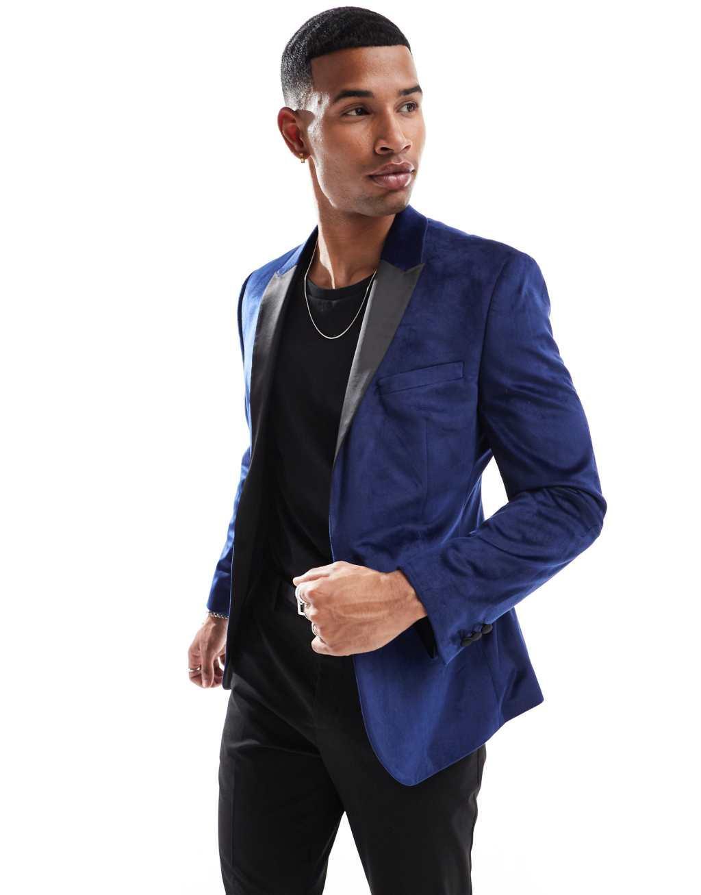 ASOS DESIGN skinny velvet blazer Product Image