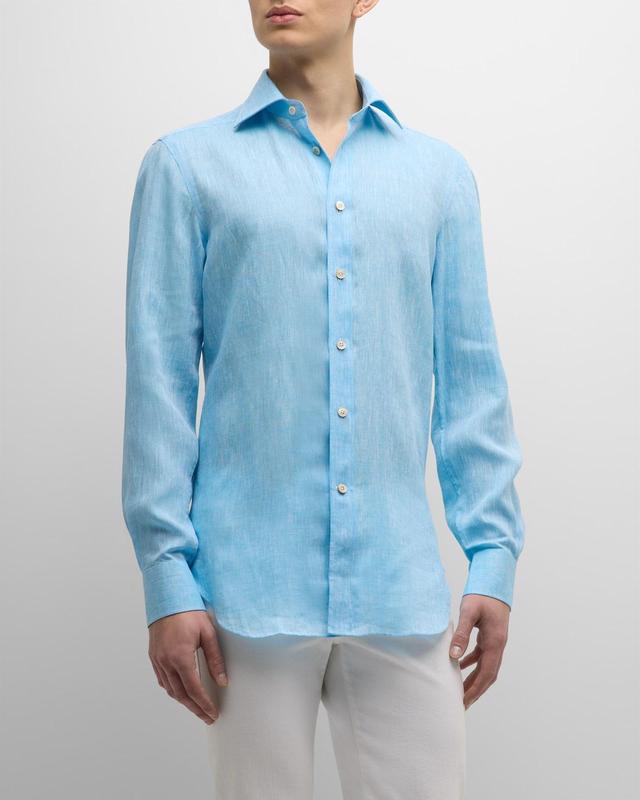 Mens Solid Linen Sport Shirt Product Image