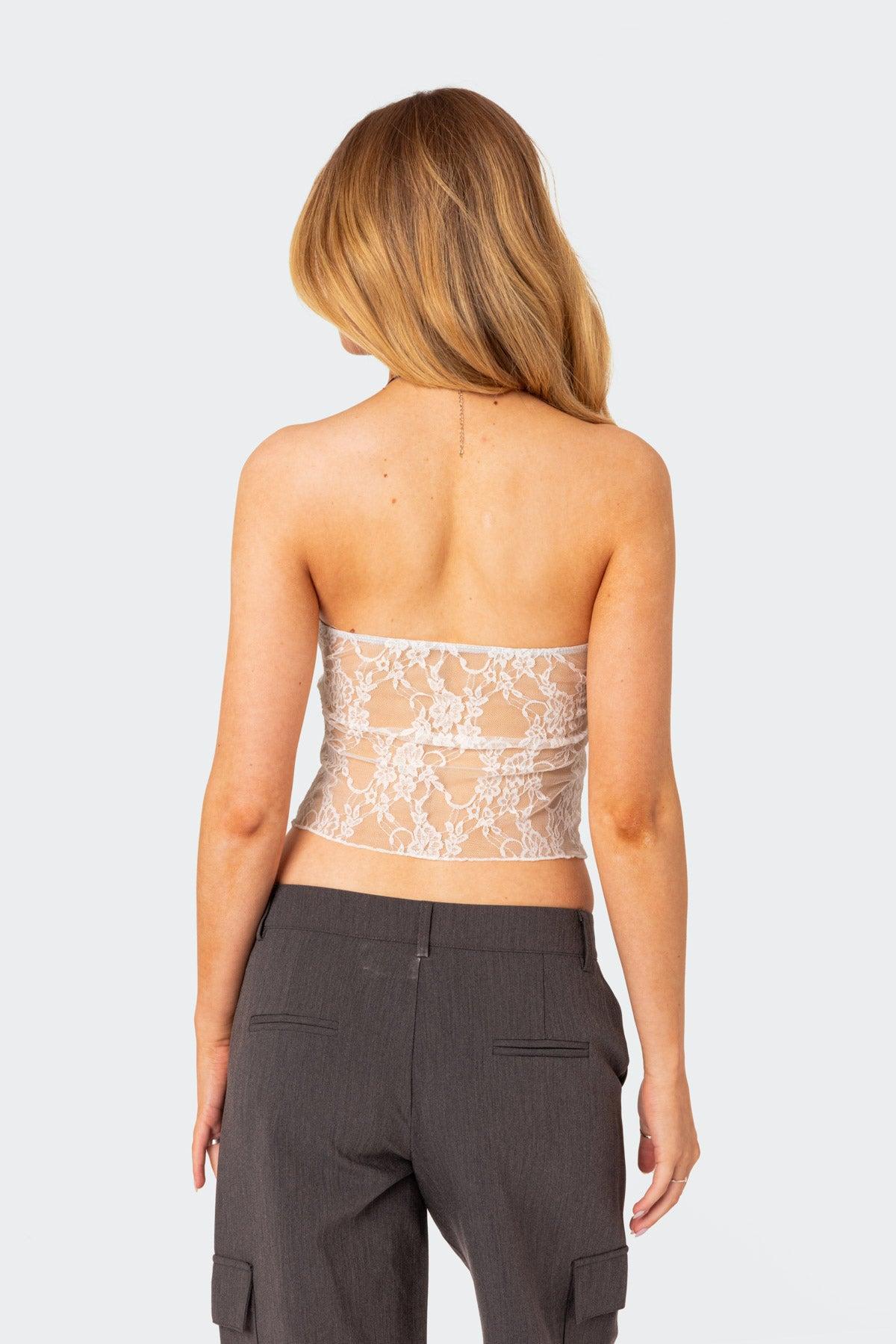 Twilight Sheer Lace Split Front Top Product Image