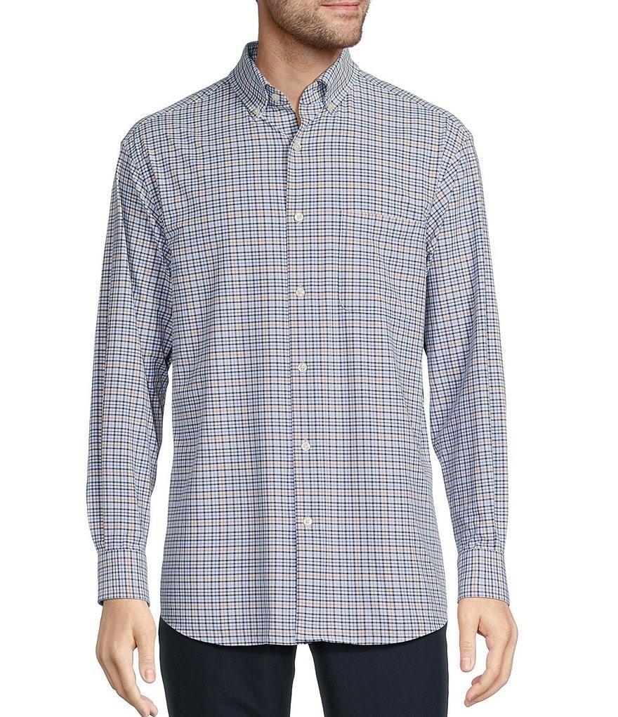 Roundtree & Yorke Performance The Traveler Long Sleeve Small Plaid Stretch Twill Sport Shirt Product Image