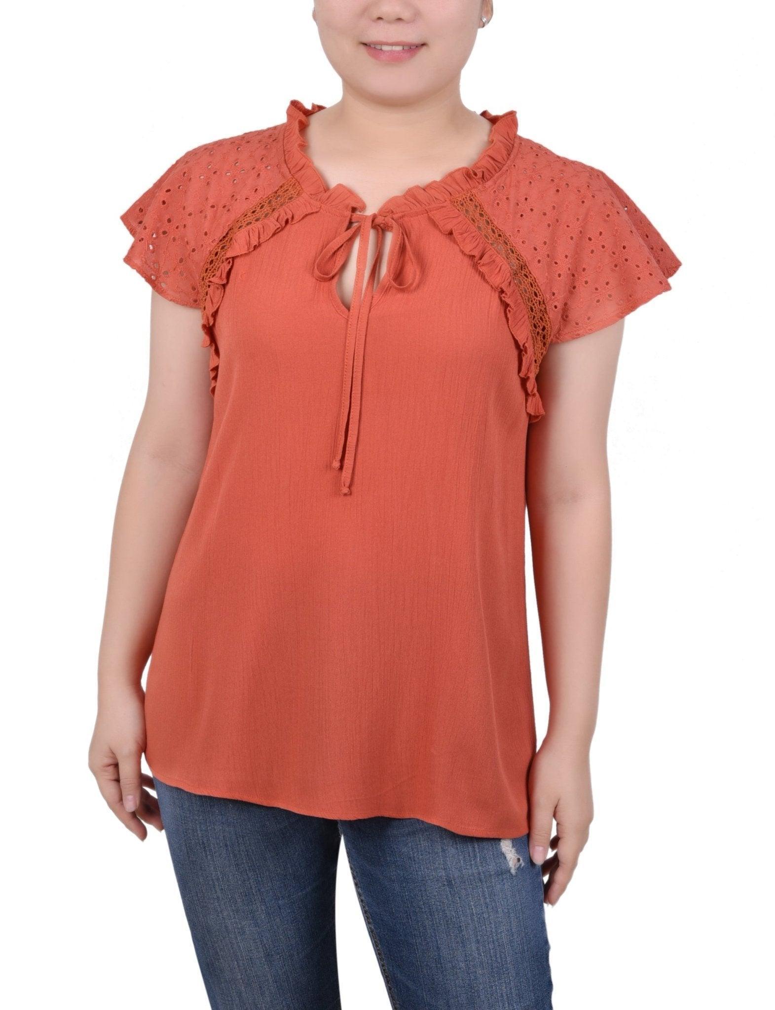 Eyelet Sleeve Blouse - Petite Product Image