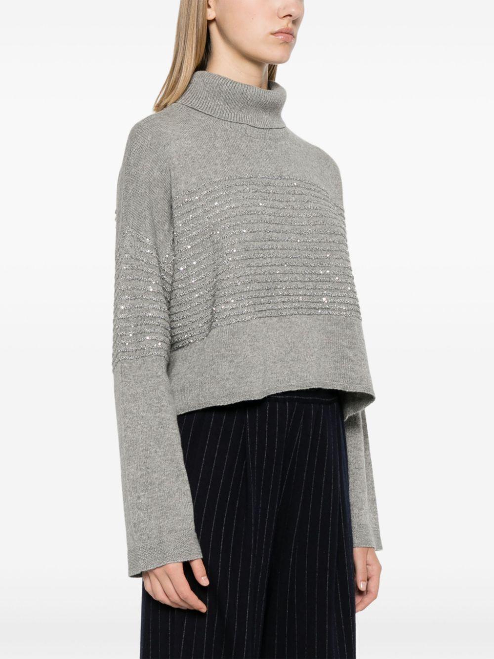 sequined-stripes roll-neck jumper Product Image