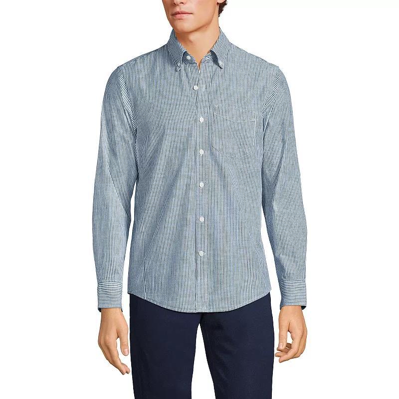 Mens Lands End Button-Down Traditional Fit Chambray Shirt Product Image