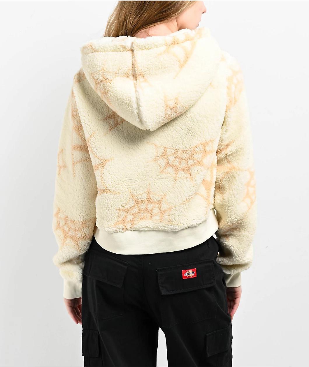 Lurking Class by Sketchy Tank Spiderwebs Cream Fleece Hoodie Product Image