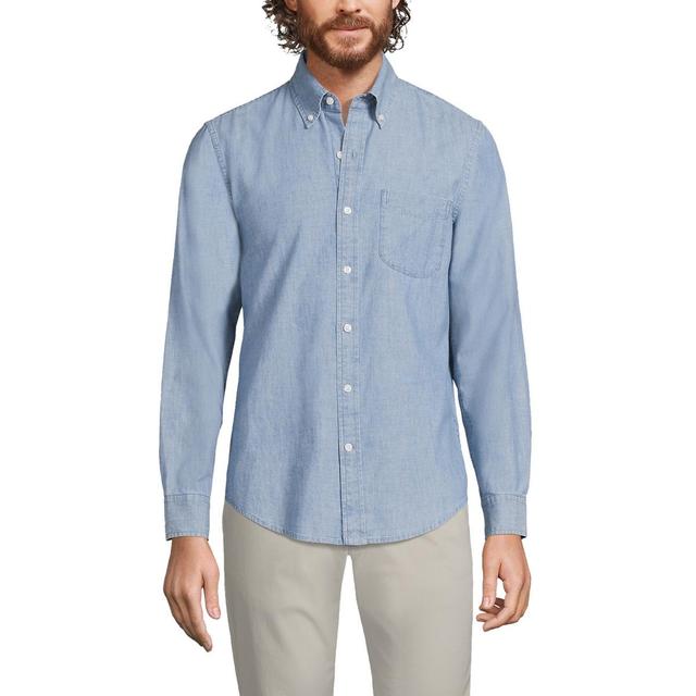 Lands End Mens Long Sleeve Chambray Shirt Product Image