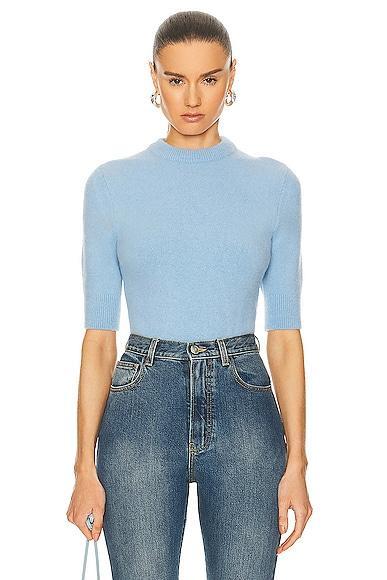 ALAA Cropped Jumper Sweater in Blue Product Image