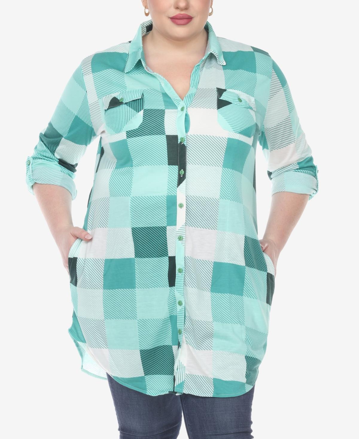 White Mark Plus Size Plaid Tunic Shirt Product Image