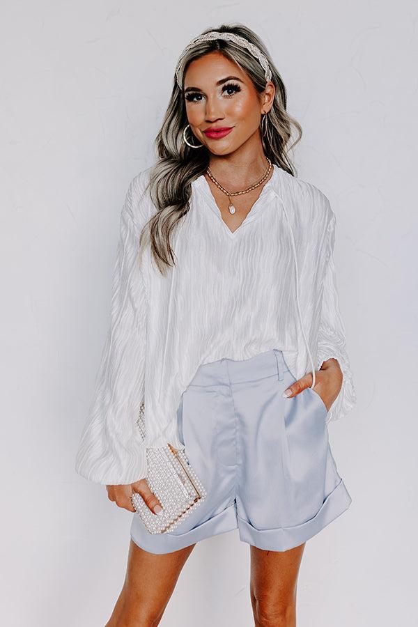 Posh Days Pleated Shift Top in White product image