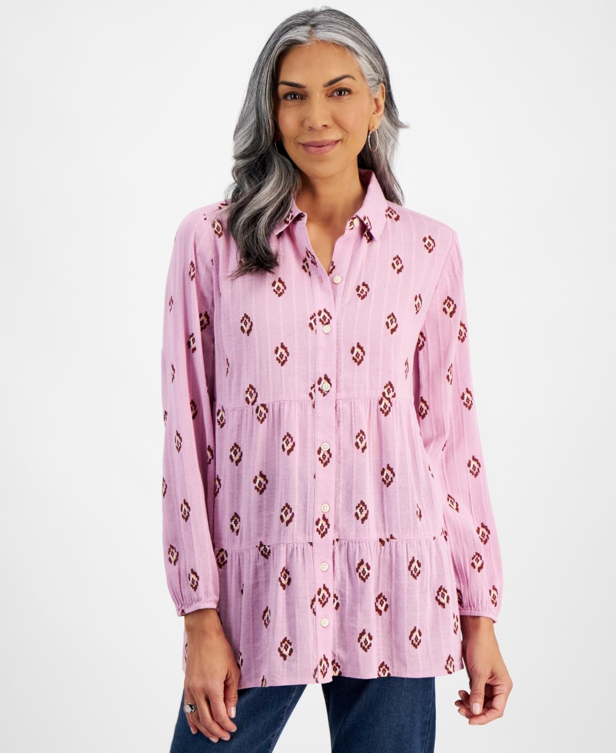 Women's Printed Tiered Tunic Shirt, Created for Macy's Product Image