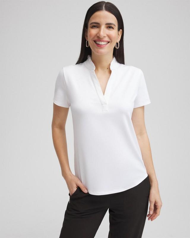 Chico's Women's Activewear UPF Ruffle Neck Polo Top Product Image