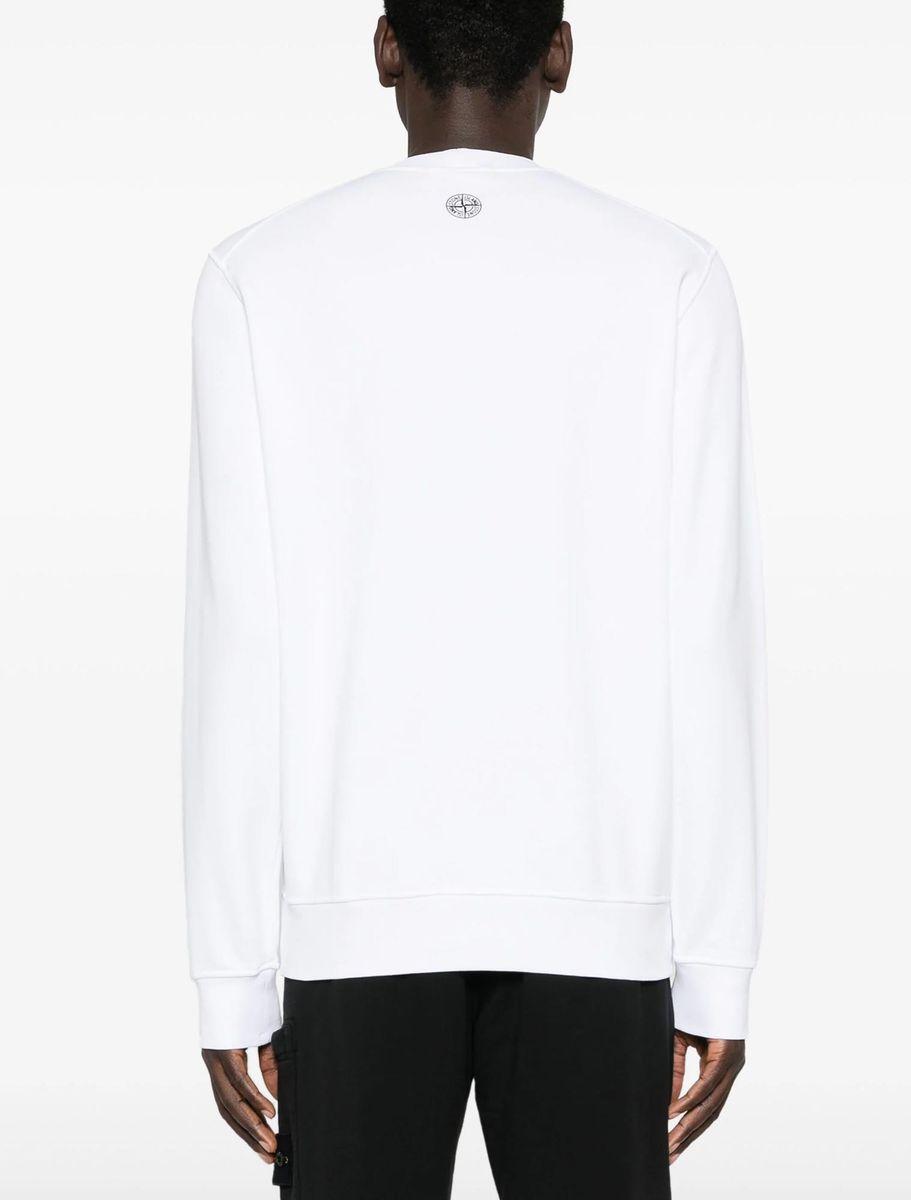 STONE ISLAND Logo-print Cotton Sweatshirt In White Product Image