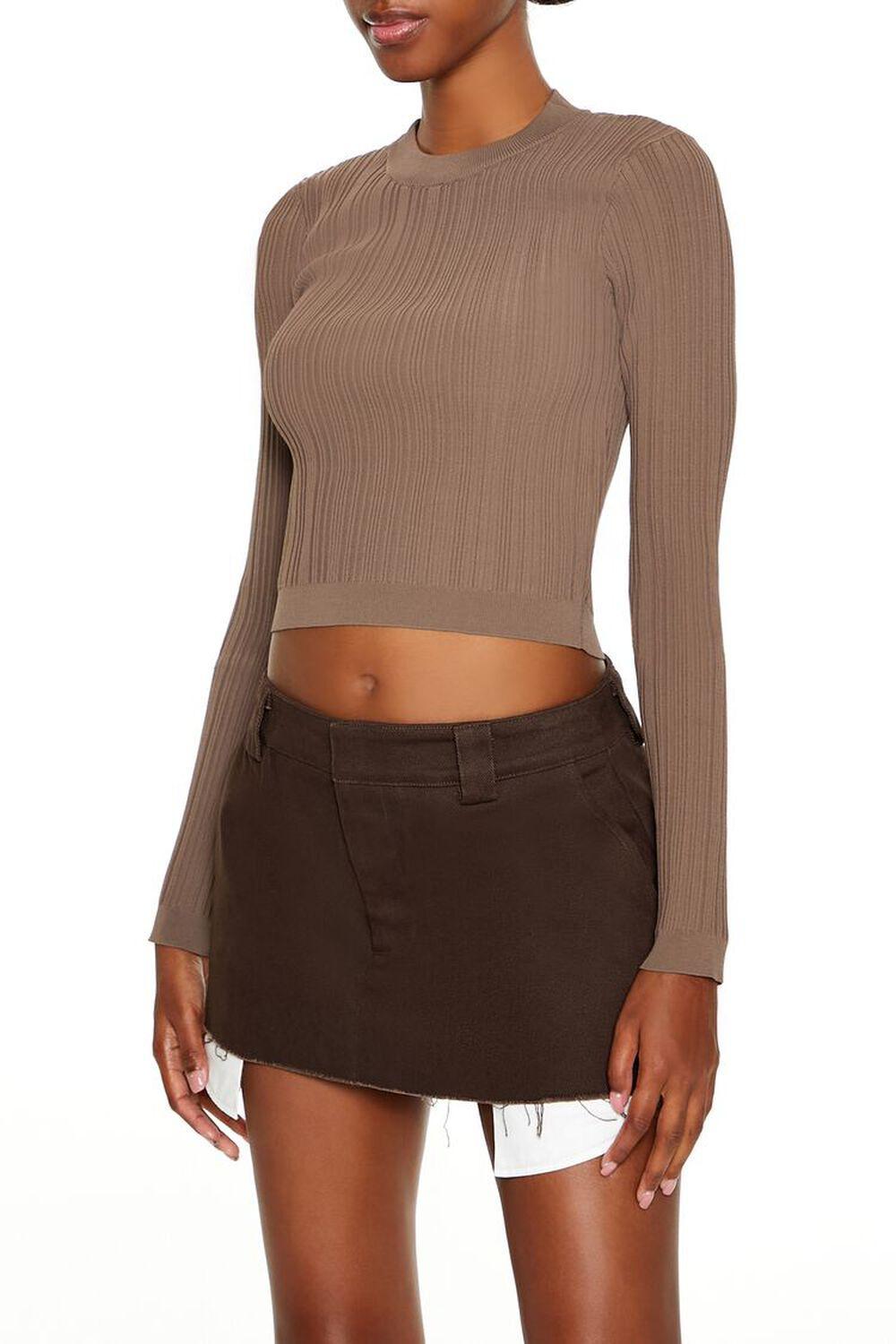 Ribbed Knit Long-Sleeve Crop Top | Forever 21 Product Image