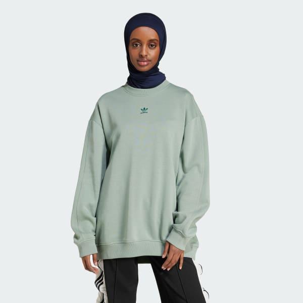 Essentials Fleece Long Oversized Crew Sweatshirt Product Image