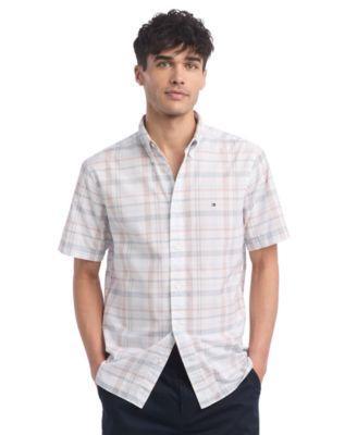 Men's Plaid Short Sleeve Button-Down Shirt Product Image