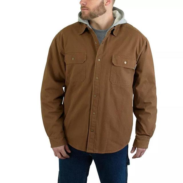 Mens Wolverine Overman Hooded Shirt Jacket Brown Product Image