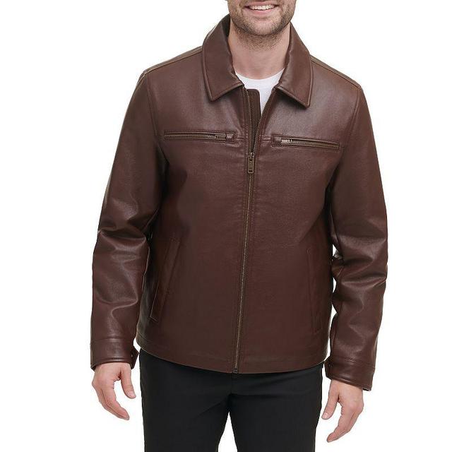 Mens Dockers Faux Leather Jacket Beig/Green Product Image