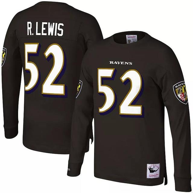 Mens Mitchell & Ness Ray Lewis Baltimore Ravens Throwback Retired Player Name & Number Long Sleeve Top Product Image